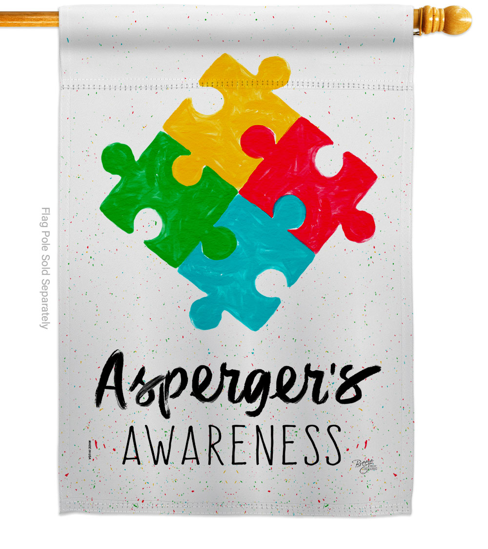Aspergers Awarness Support Awareness 28 x 40 in. Double-Sided Decorative Vertical House Flags for Decoration Banner Garden Yard Gift