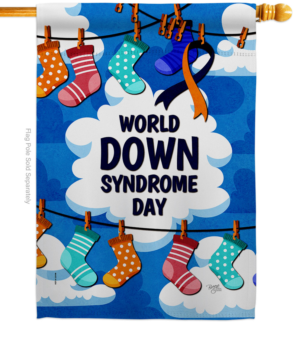 World Down Syndrome Day Support Awareness 28 x 40 in. Double-Sided Decorative Vertical House Flags for Decoration Banner Garden Yard Gift
