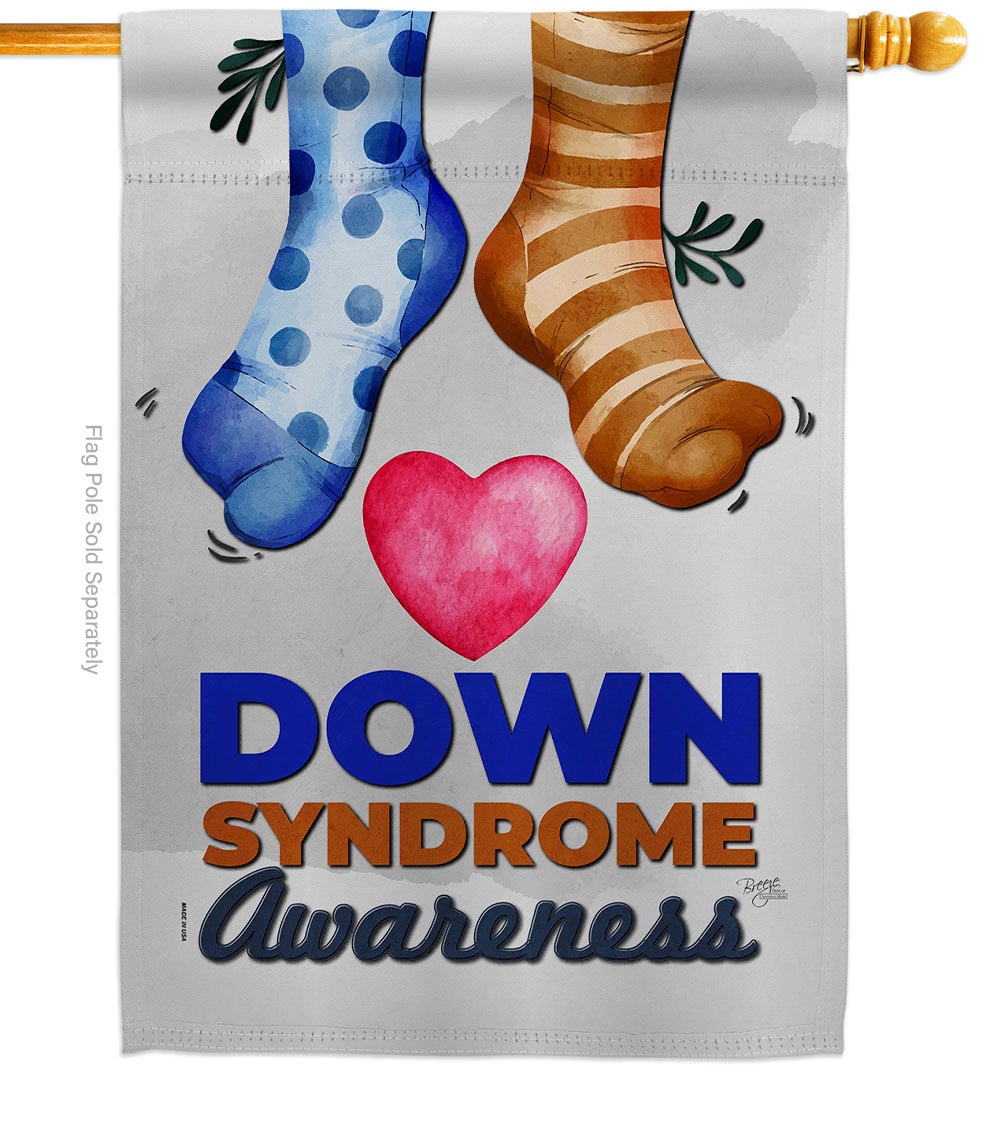 Down Syndrome Awareness Support 28 x 40 in. Double-Sided Decorative Vertical House Flags for Decoration Banner Garden Yard Gift