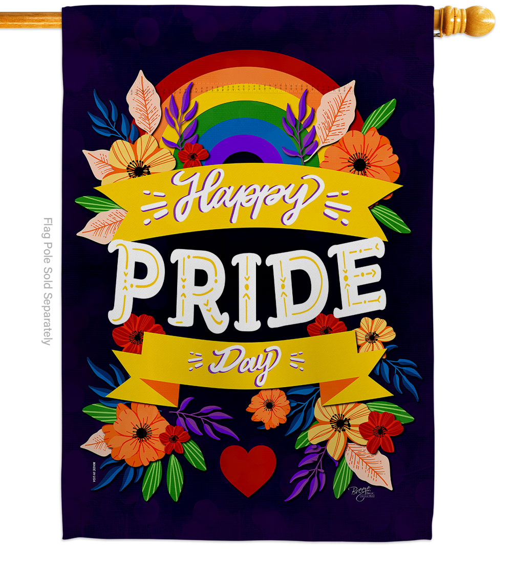 Happy Pride Day Support 28 x 40 in. Double-Sided Decorative Vertical House Flags for Decoration Banner Garden Yard Gift