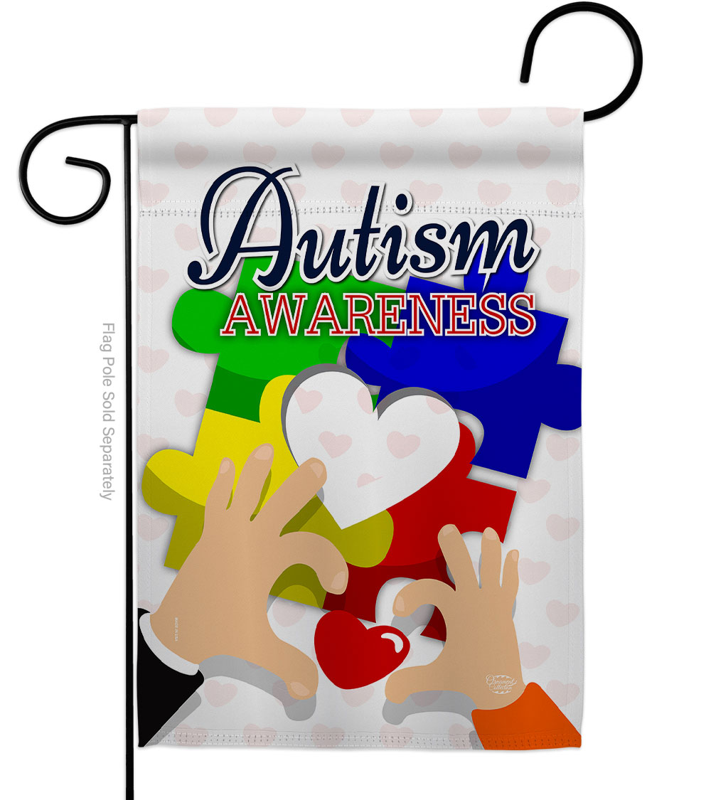 Love Autism Awareness Support 13 x 18.5 in. Double-Sided Decorative Vertical Garden Flags for House Decoration Banner Yard Gift