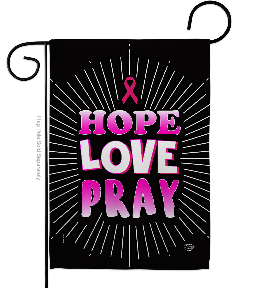 Love for Pink Ribbon Support Awareness 13 x 18.5 in. Double-Sided Decorative Vertical Garden Flags for House Decoration Banner Yard Gift