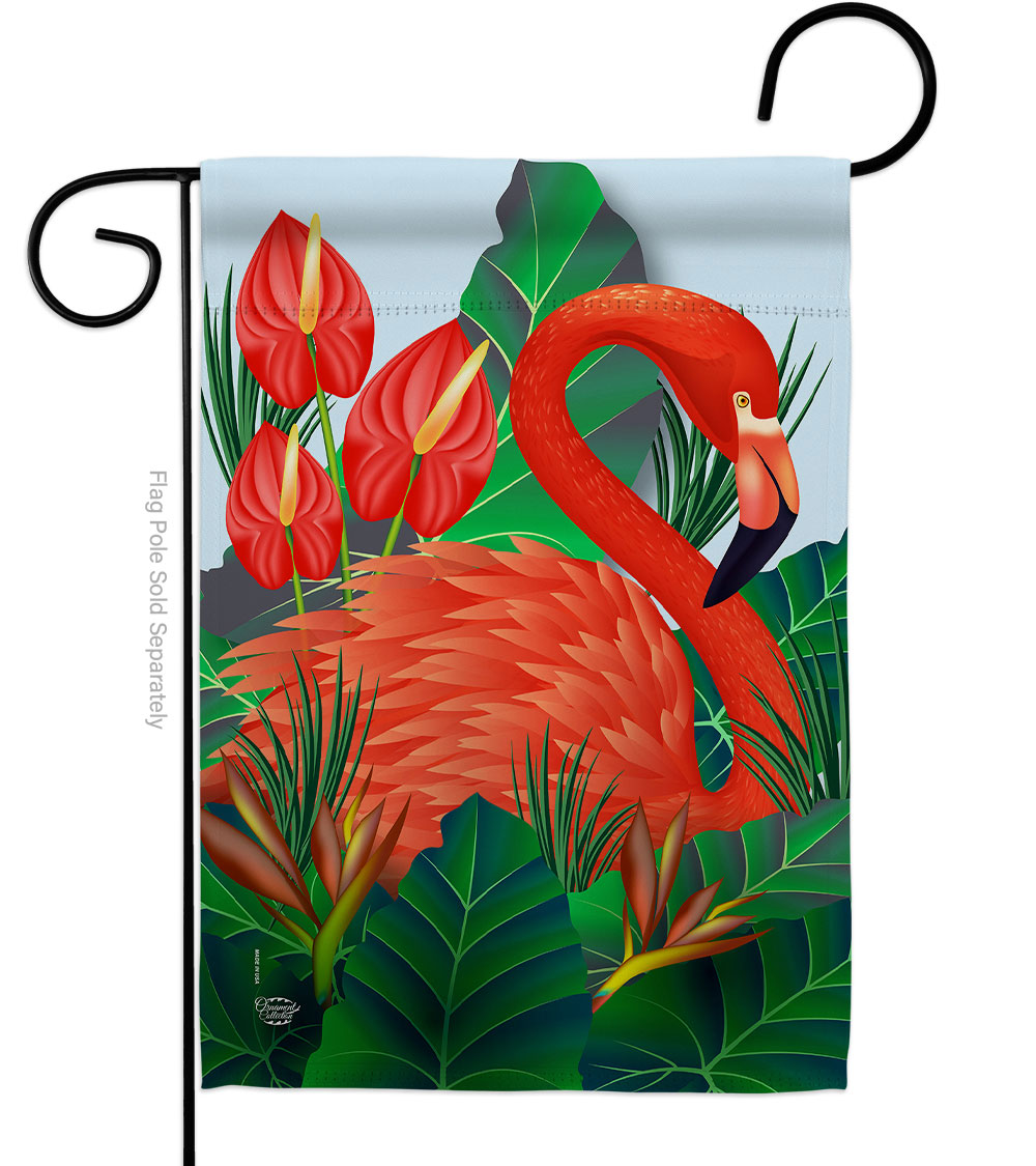 Flamingo Paradise Summertime Tropical 13 x 18.5 in. Double-Sided Decorative Vertical Garden Flags for House Decoration Banner Yard Gift