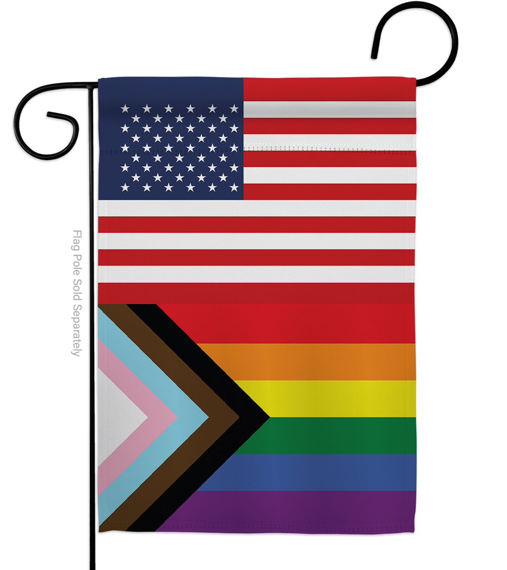 G149054-BO US Progress Pride Support 13 x 18.5 in. Double-Sided Decorative Vertical Garden Flags for House Decoration Banner Yard Gift