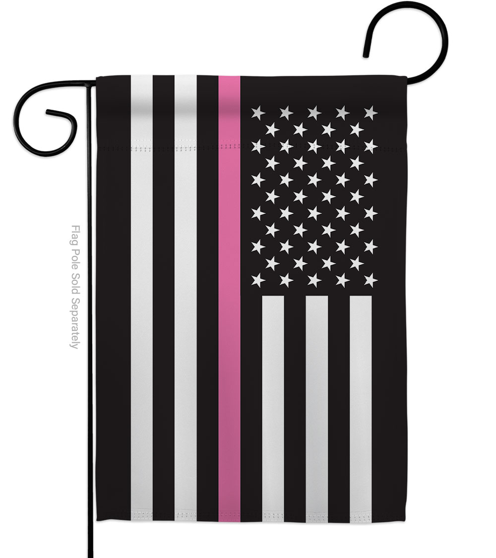 G149055-BO US Thin Pink Line Support Awareness 13 x 18.5 in. Double-Sided Decorative Horizontal Garden Flags for House Decoration Banner Yard Gift
