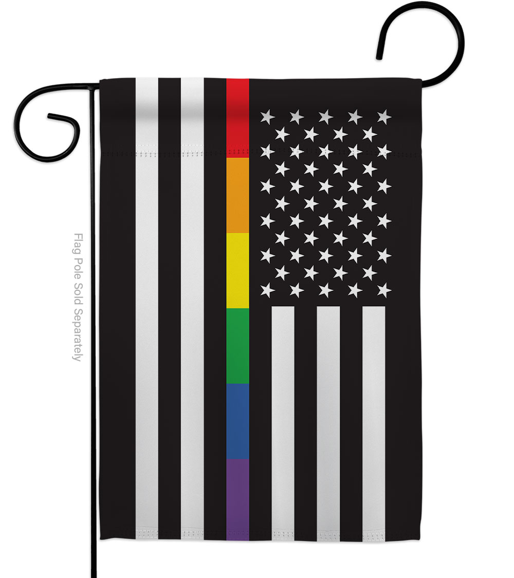 G149056-BO US Rainbow Thin Line Support Pride 13 x 18.5 in. Double-Sided Decorative Horizontal Garden Flags for House Decoration Banner Yard Gift