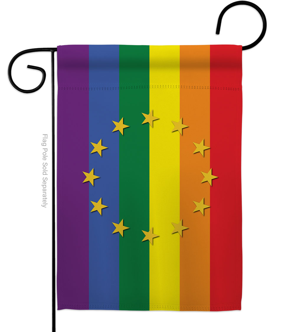 G149671-BO European Union Pride Support 13 x 18.5 in. Double-Sided Decorative Horizontal Garden Flags for House Decoration Banner Yard Gift
