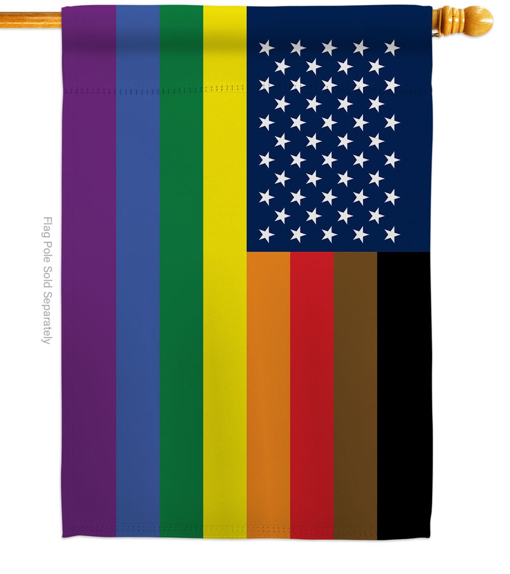 US Philadelphia Rainbow Support Pride 28 x 40 in. Double-Sided Decorative Horizontal House Flags for Decoration Banner Garden Yard Gift