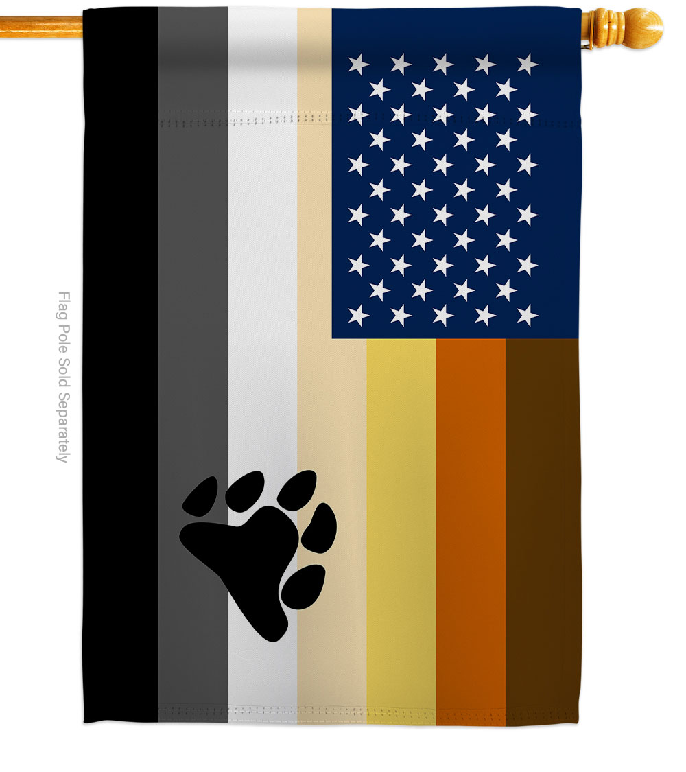 US Bear Brotherhood Support Pride 28 x 40 in. Double-Sided Decorative Horizontal House Flags for Decoration Banner Garden Yard Gift