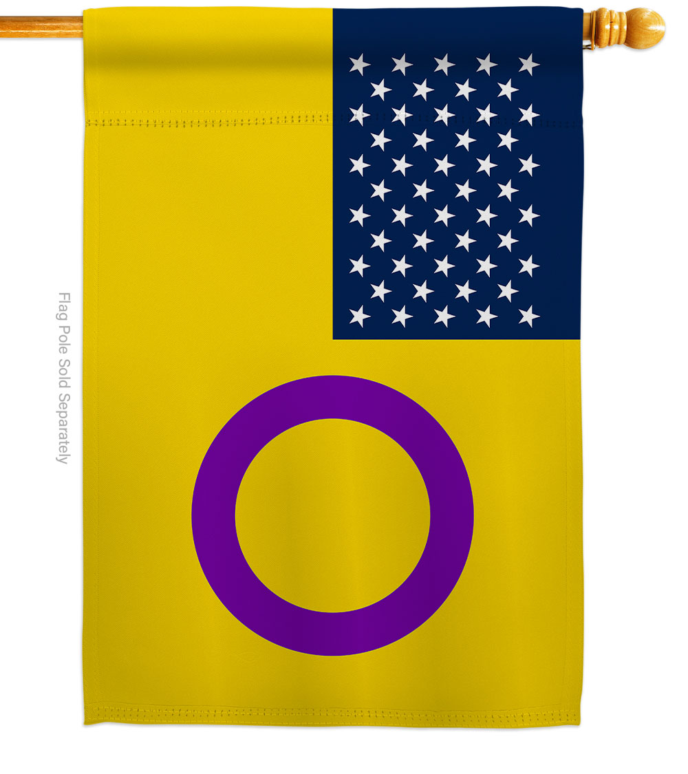 US Intersex Support Pride 28 x 40 in. Double-Sided Decorative Horizontal House Flags for Decoration Banner Garden Yard Gift