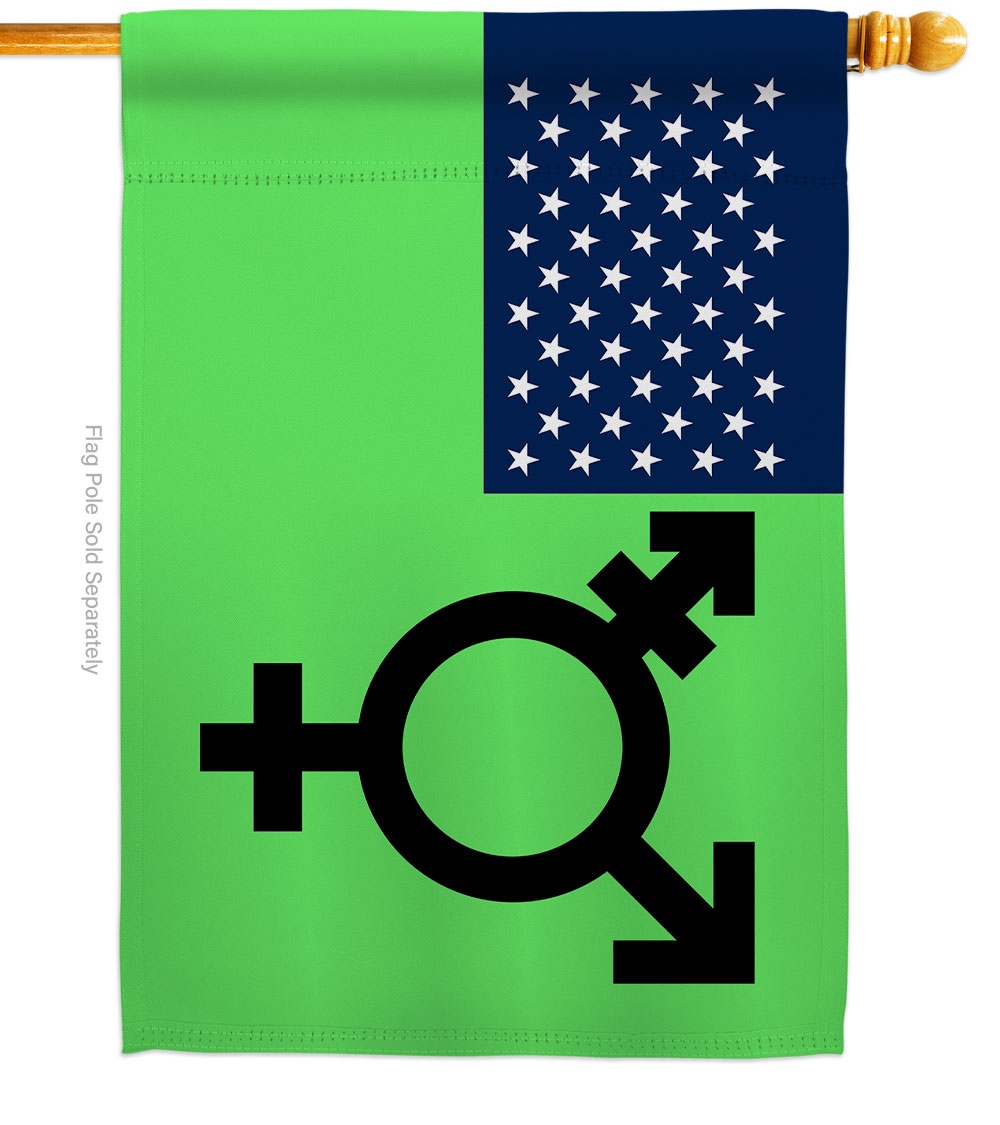 US Israeli transgender & genderqueer Support Pride 28 x 40 in. Double-Sided Decorative Horizontal House Flags for Decoration Banner Garden Yard Gift