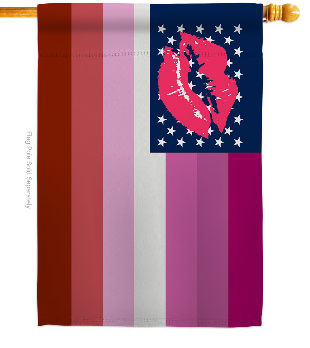 US Lipstick lesbian Support Pride 28 x 40 in. Double-Sided Decorative Horizontal House Flags for Decoration Banner Garden Yard Gift