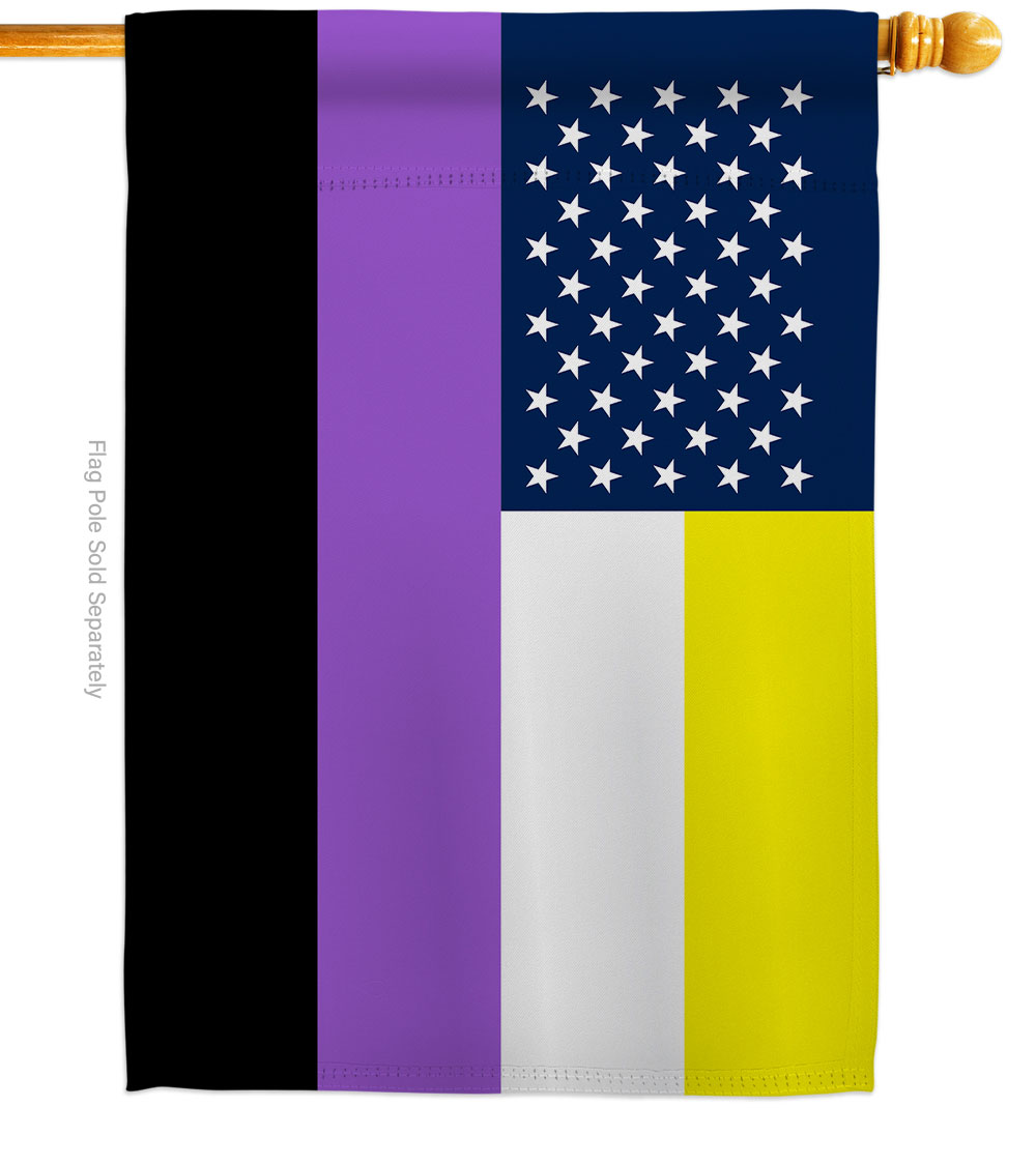 US Nonbinary Support Pride 28 x 40 in. Double-Sided Decorative Horizontal House Flags for Decoration Banner Garden Yard Gift