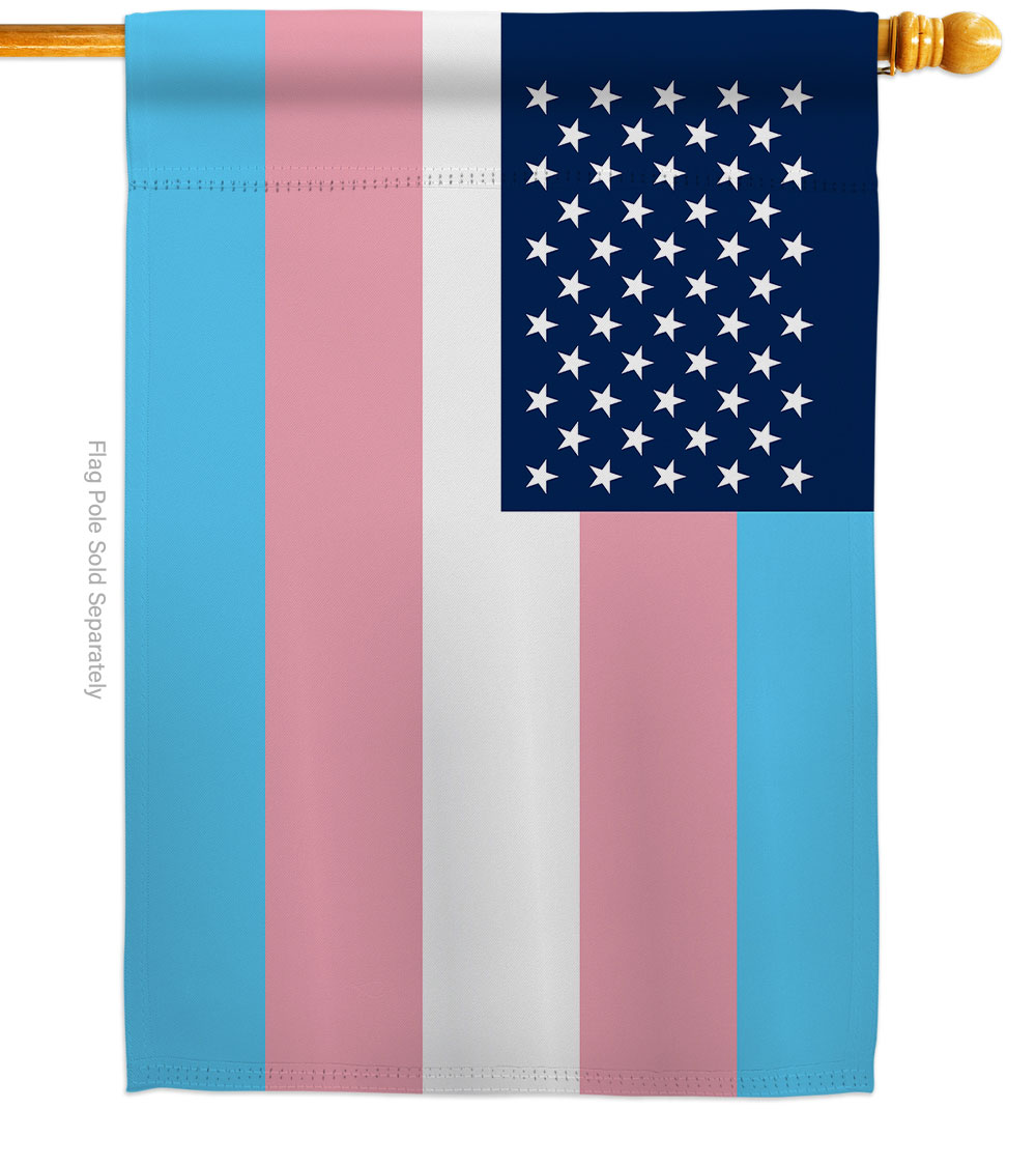 US Transgender Support Pride 28 x 40 in. Double-Sided Decorative Horizontal House Flags for Decoration Banner Garden Yard Gift