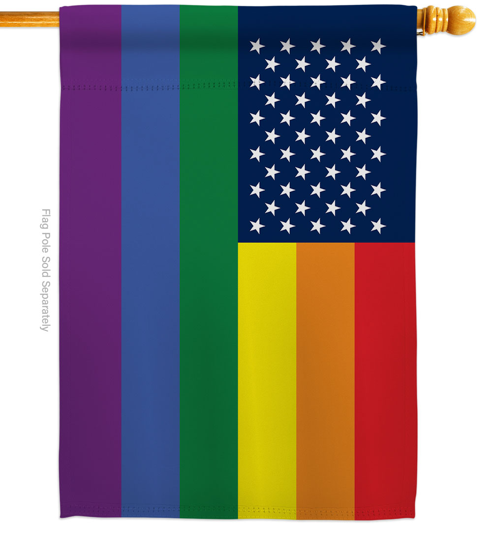 US Pride Support 28 x 40 in. Double-Sided Decorative Horizontal House Flags for Decoration Banner Garden Yard Gift