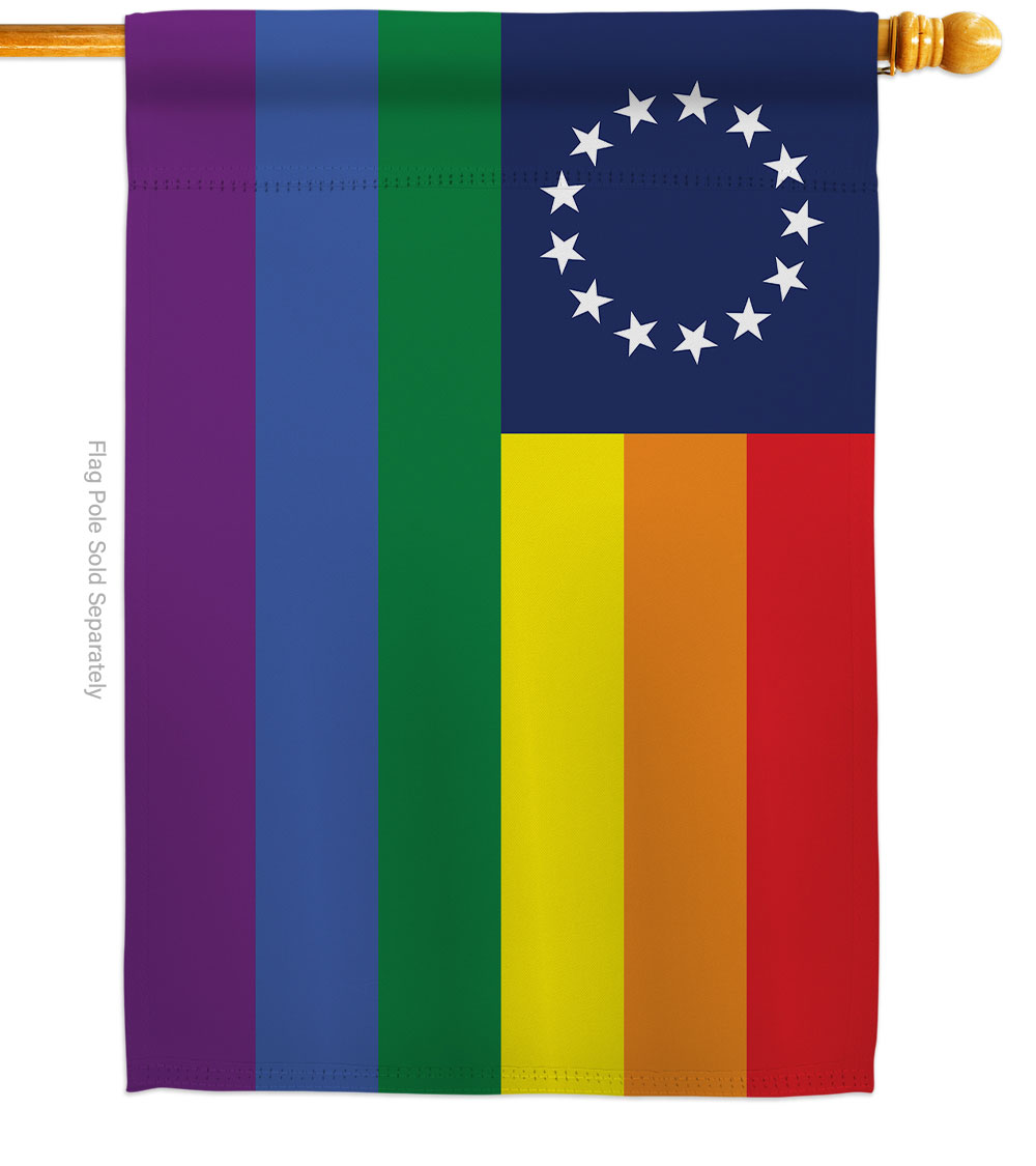Betsy Ross Pride Support 28 x 40 in. Double-Sided Decorative Horizontal House Flags for Decoration Banner Garden Yard Gift