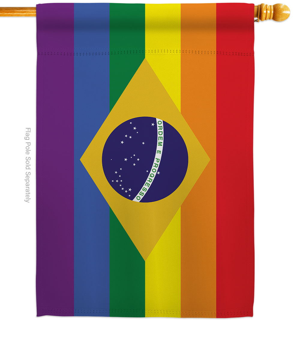 H148670-BO Brazil Pride Support 28 x 40 in. Double-Sided Decorative Horizontal House Flags for Decoration Banner Garden Yard Gift