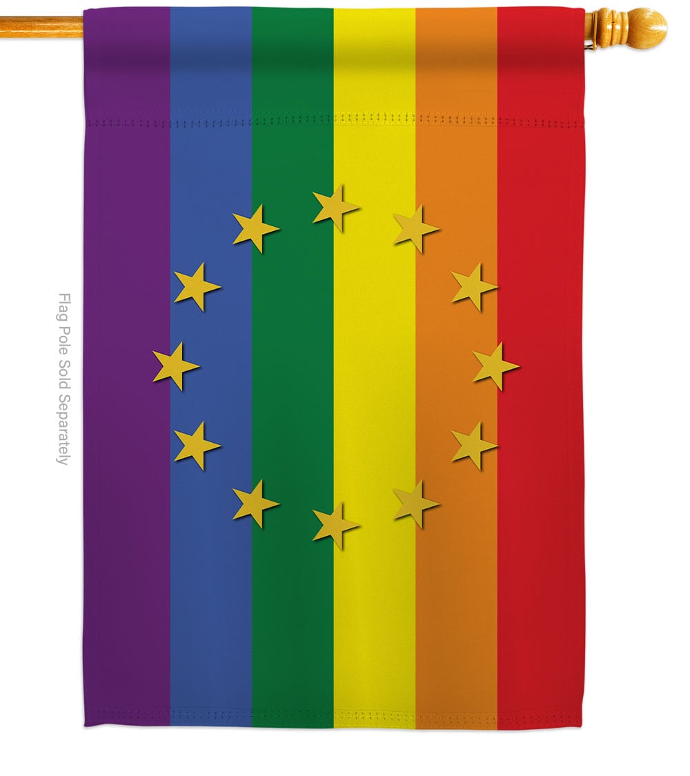 European Union Pride Support 28 x 40 in. Double-Sided Decorative Horizontal House Flags for Decoration Banner Garden Yard Gift