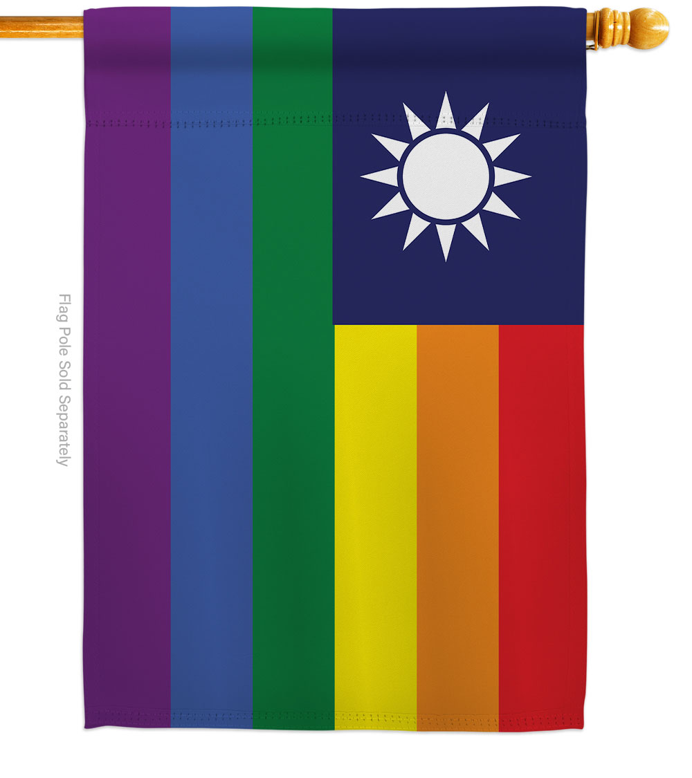 H148672-BO Taiwan Pride Support 28 x 40 in. Double-Sided Decorative Horizontal House Flags for Decoration Banner Garden Yard Gift