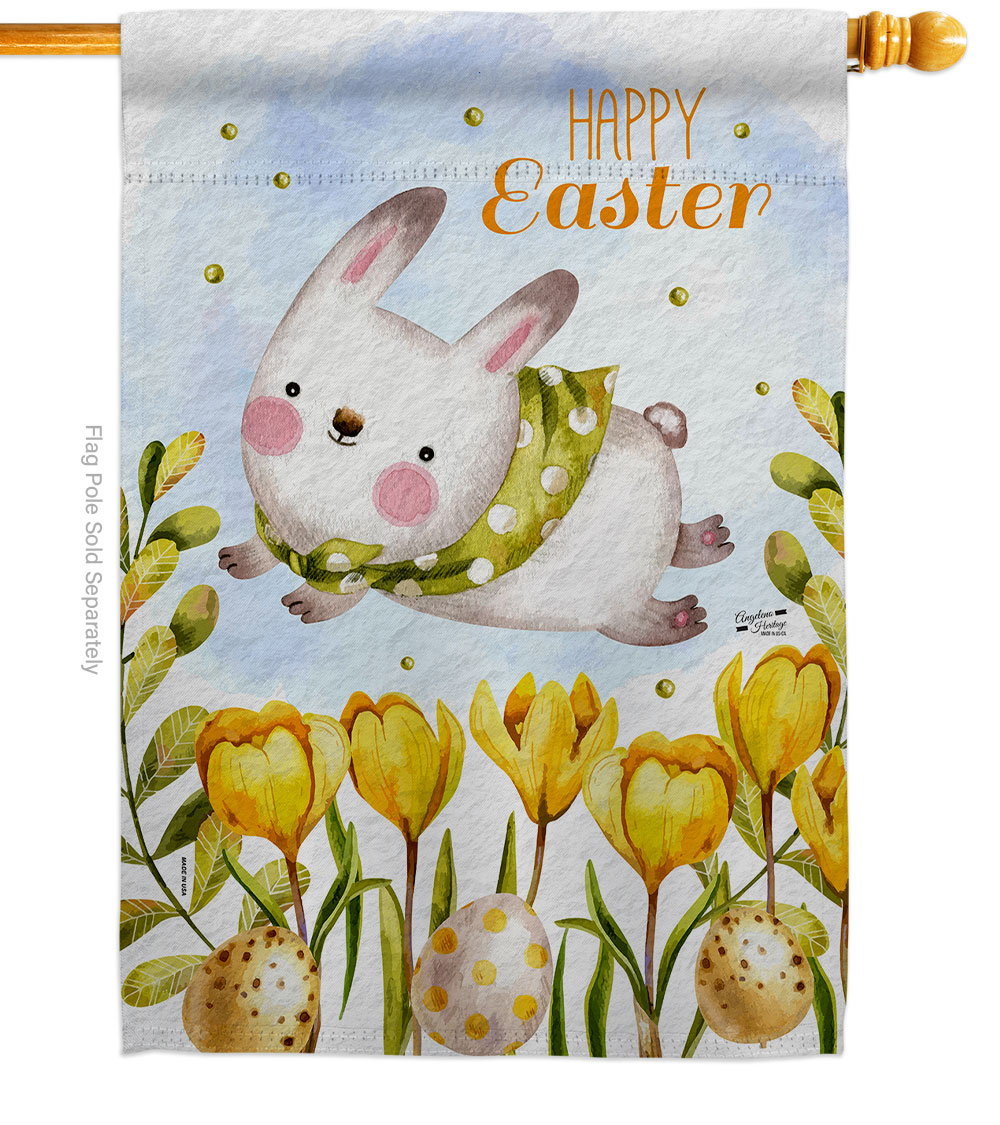 Too Cute Easter Bunny Springtime 28 x 40 in. Double-Sided Decorative Vertical House Flags for Decoration Banner Garden Yard Gift