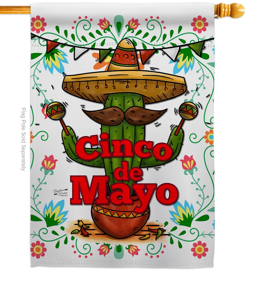 Cinco de Mayo Summertime 28 x 40 in. Double-Sided Decorative Vertical House Flags for Decoration Banner Garden Yard Gift