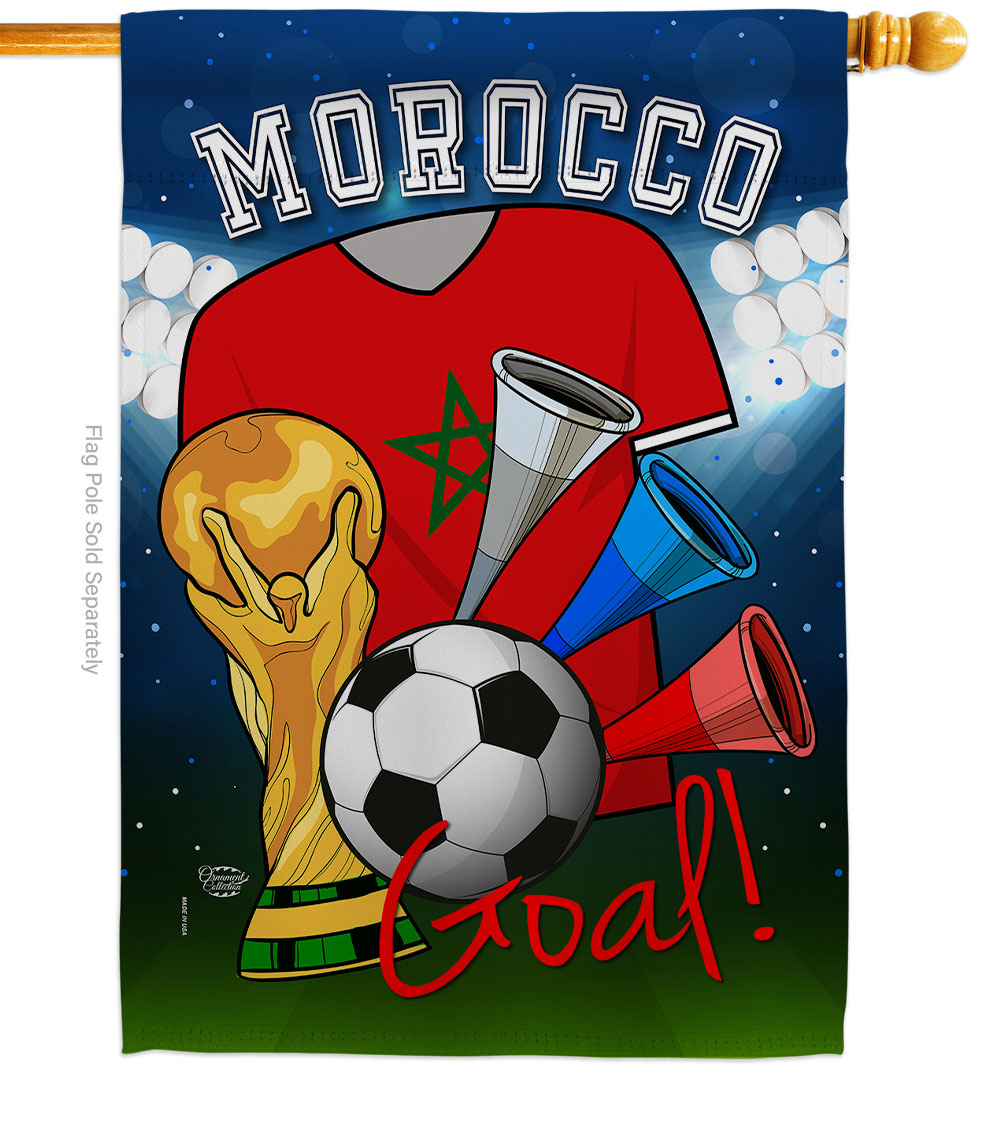 H192102-BO World Cup Morocco Soccer Sports 28 x 40 in. Double-Sided Decorative Vertical House Flags for Decoration Banner Garden Yard Gift -  Ornament Collection