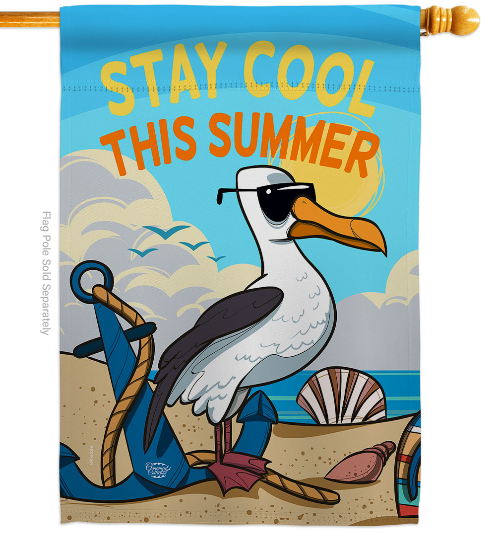 Stay Cool This Summer Summertime Fun & Sun 28 x 40 in. Double-Sided Decorative Vertical House Flags for Decoration Banner Garden Yard Gift