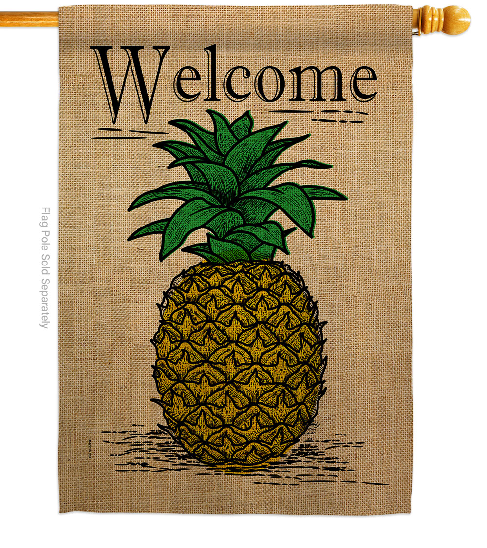H192194-BO Classic Pineapple Food Fruit 28 x 40 in. Double-Sided Decorative Vertical House Flags for Decoration Banner Garden Yard Gift