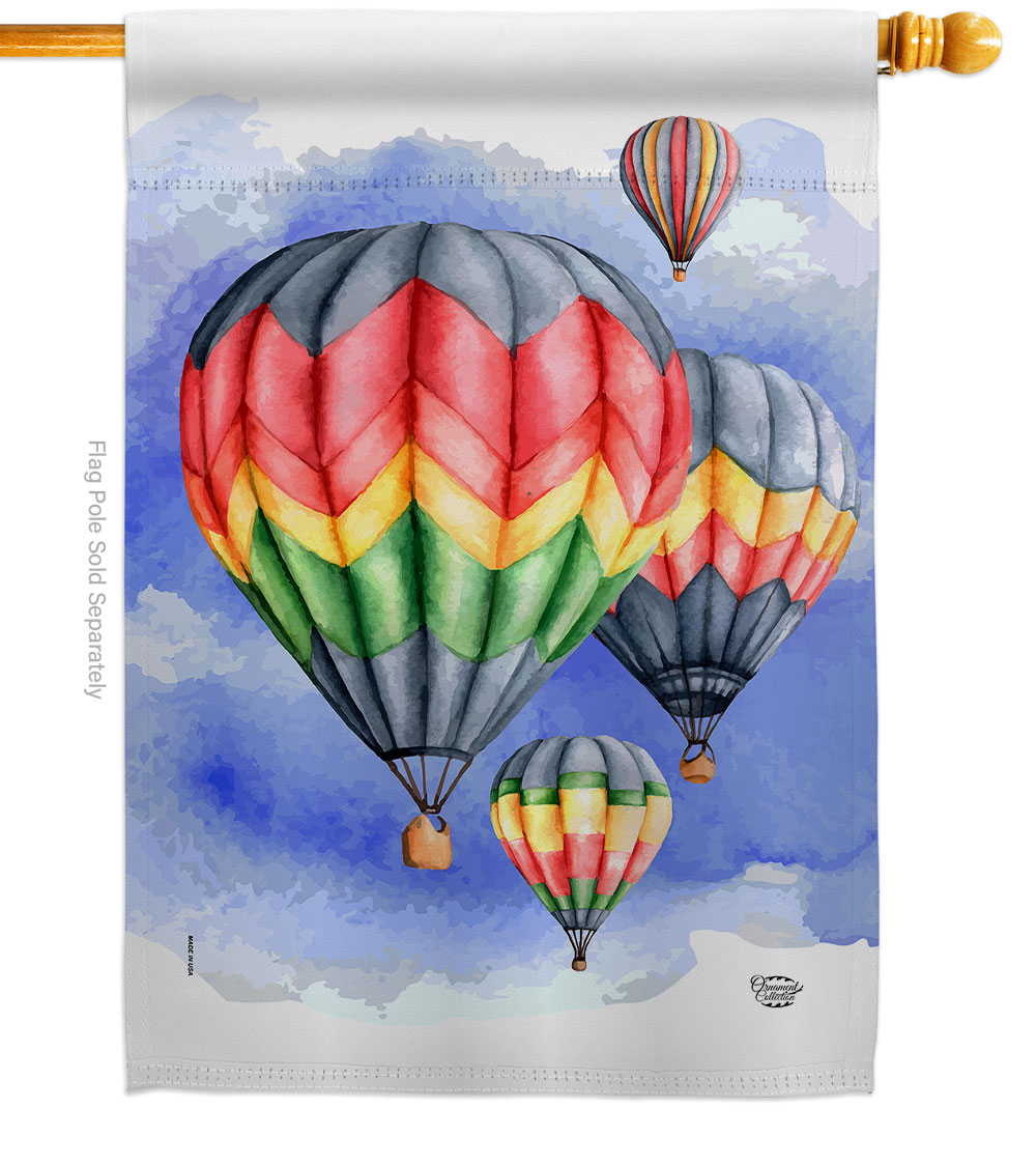 Summer Hot Air Balloon Summertime 28 x 40 in. Double-Sided Decorative Vertical House Flags for Decoration Banner Garden Yard Gift