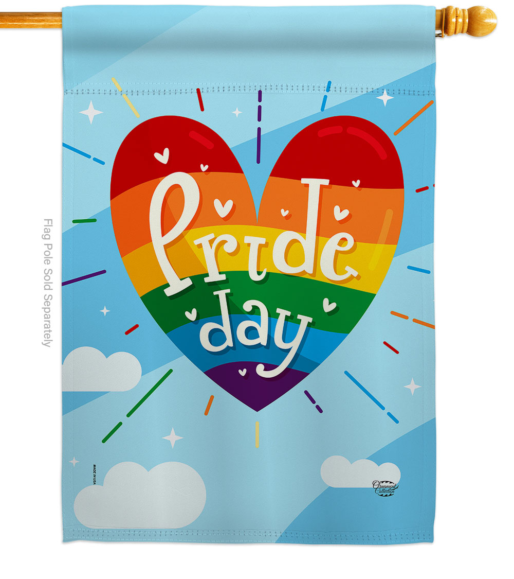 Support Pride Day 28 x 40 in. Double-Sided Decorative Vertical House Flags for Decoration Banner Garden Yard Gift