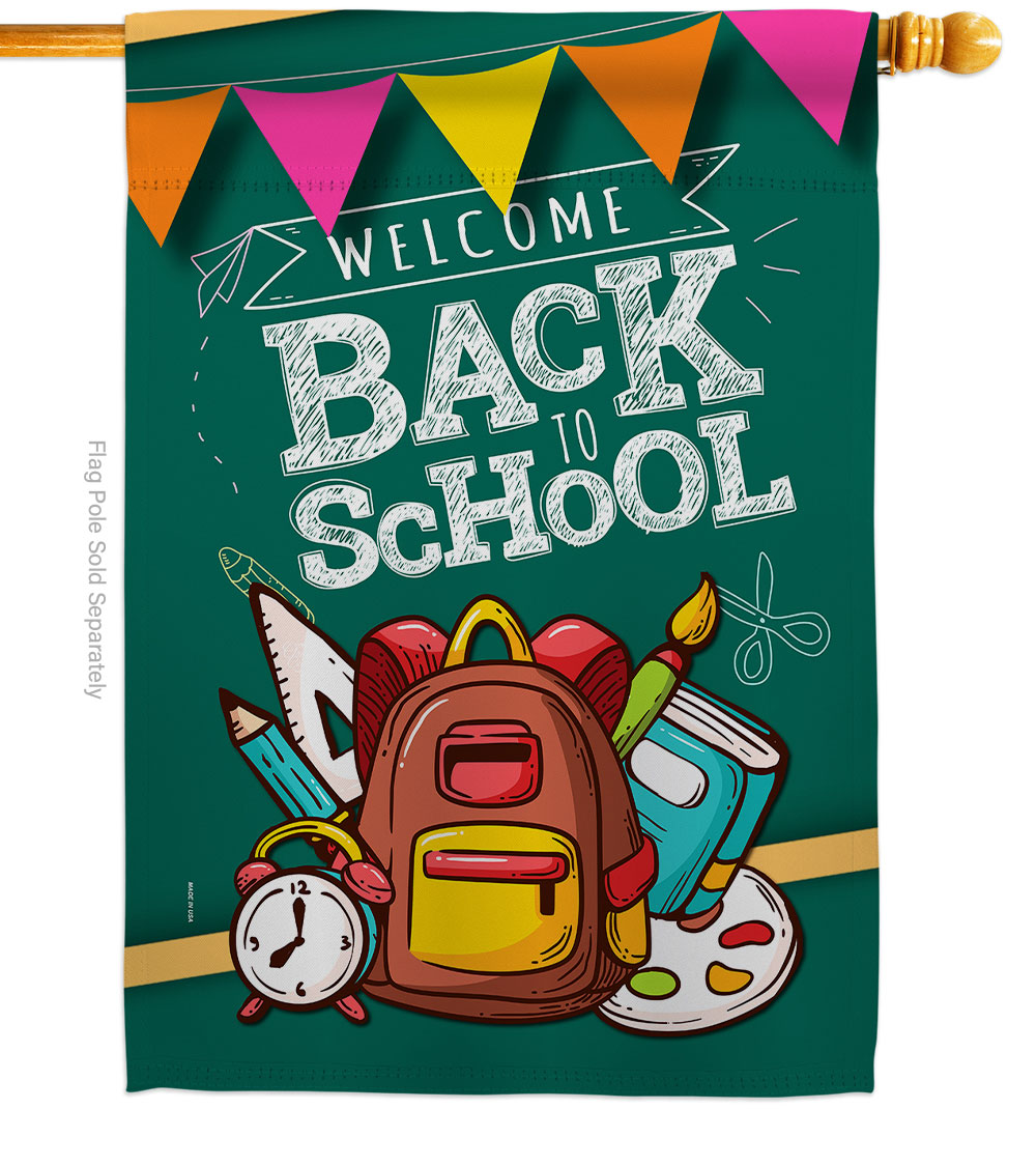 Welcome Back Education to School 28 x 40 in. Double-Sided Decorative Vertical House Flags for Decoration Banner Garden Yard Gift