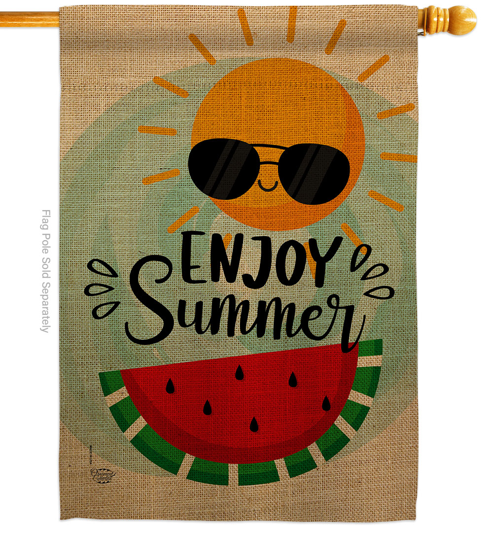 Enjoy Summer Summertime Fun & Sun 28 x 40 in. Double-Sided Decorative Vertical House Flags for Decoration Banner Garden Yard Gift