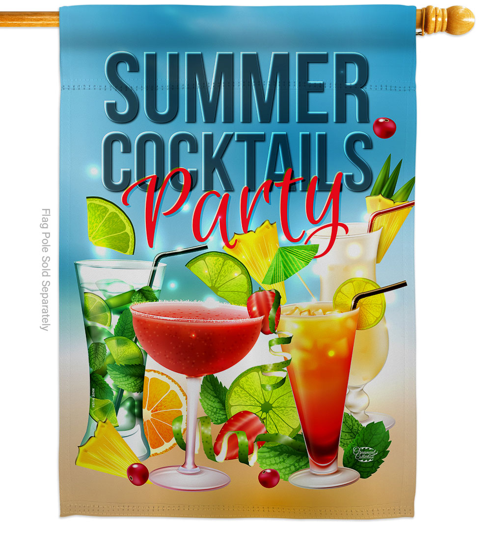Cocktail Party Beverages 28 x 40 in. Double-Sided Decorative Vertical House Flags for Decoration Banner Garden Yard Gift