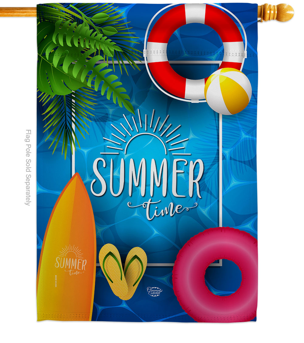 Summer Chilling Summertime Fun & Sun 28 x 40 in. Double-Sided Decorative Vertical House Flags for Decoration Banner Garden Yard Gift