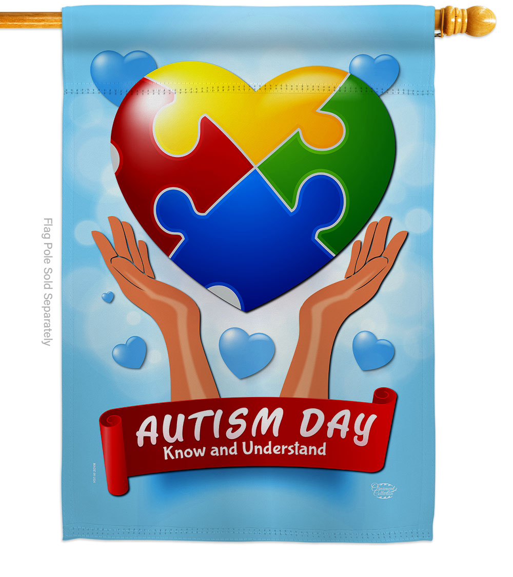 H192440-BO Autism Day Support Awareness 28 x 40 in. Double-Sided Decorative Vertical House Flags for Decoration Banner Garden Yard Gift