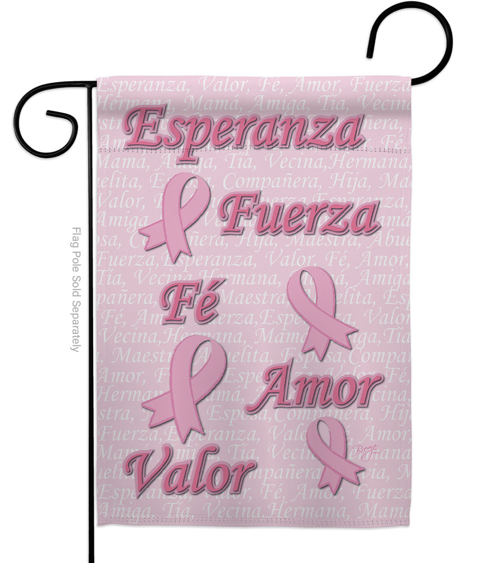 Esperanza Fe Valor Support Awareness 13 x 18.5 in. Double-Sided Decorative Vertical Garden Flags for House Decoration Banner Yard Gift