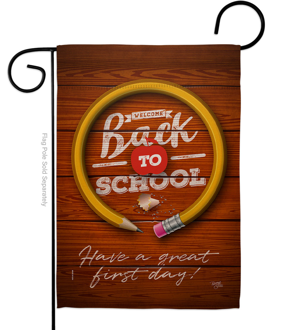 G120055-BO First Day of School Education Back to 13 x 18.5 in. Double-Sided Decorative Vertical Garden Flags for House Decoration Banner Yard Gift