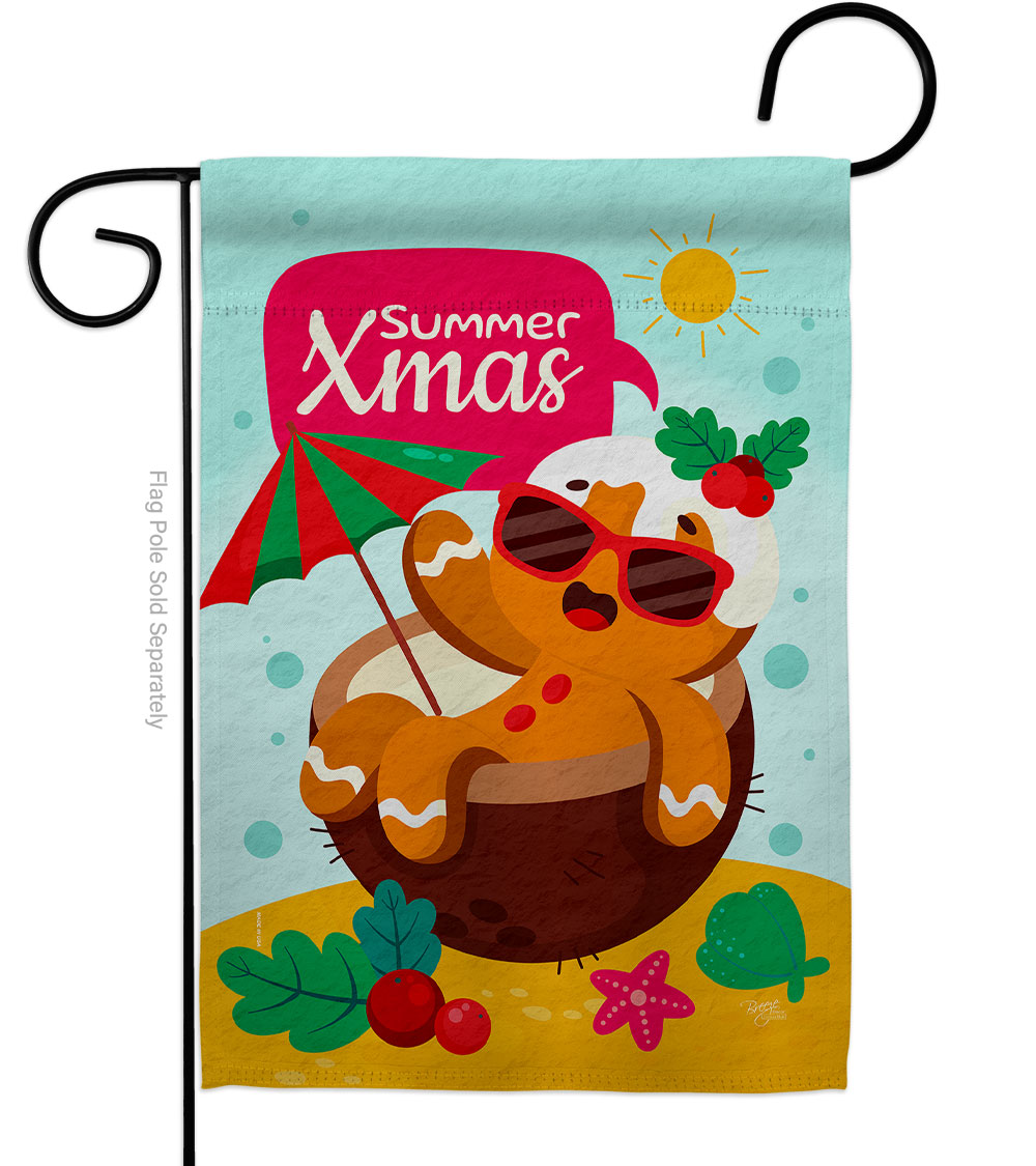 Summer Gingerbread Summertime Christmas In July 13 x 18.5 in. Double-Sided Decorative Vertical Garden Flags for House Decoration Banner Yard Gift