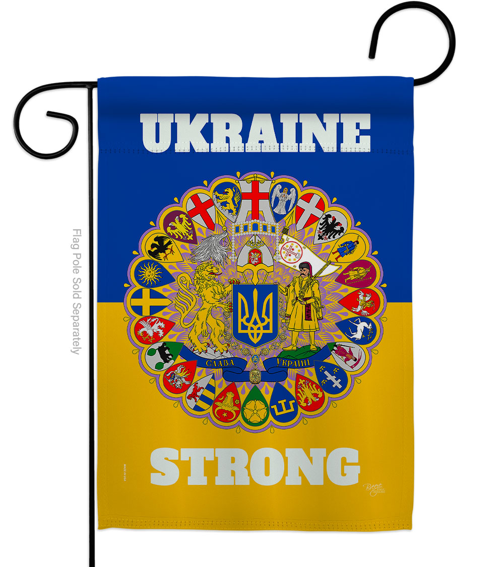 Ukraine Strong Support Cause 13 x 18.5 in. Double-Sided Decorative Vertical Garden Flags for House Decoration Banner Yard Gift