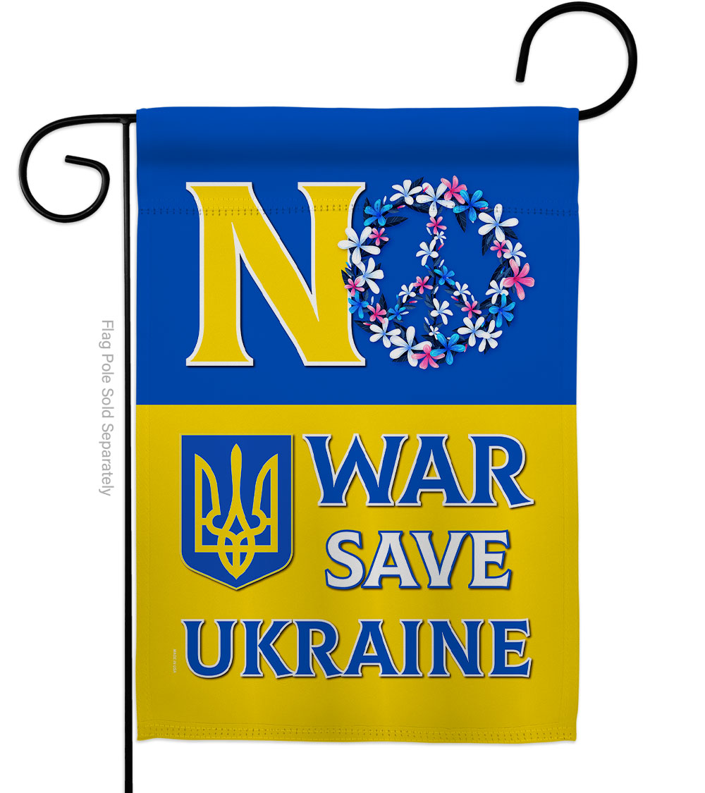 No War, Save Ukraine Support Cause 13 x 18.5 in. Double-Sided Decorative Vertical Garden Flags for House Decoration Banner Yard Gift