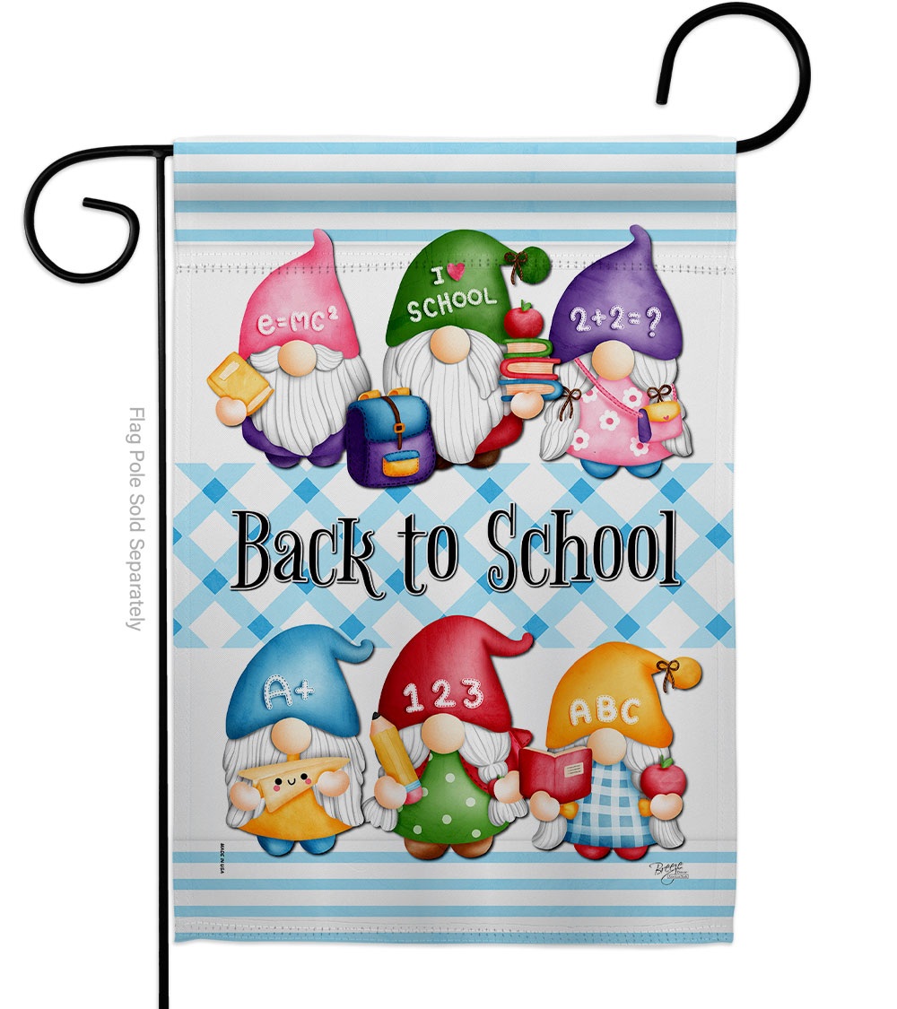 G154156-BO School Gnome Education Back to 13 x 18.5 in. Double-Sided Decorative Vertical Garden Flags for House Decoration Banner Yard Gift