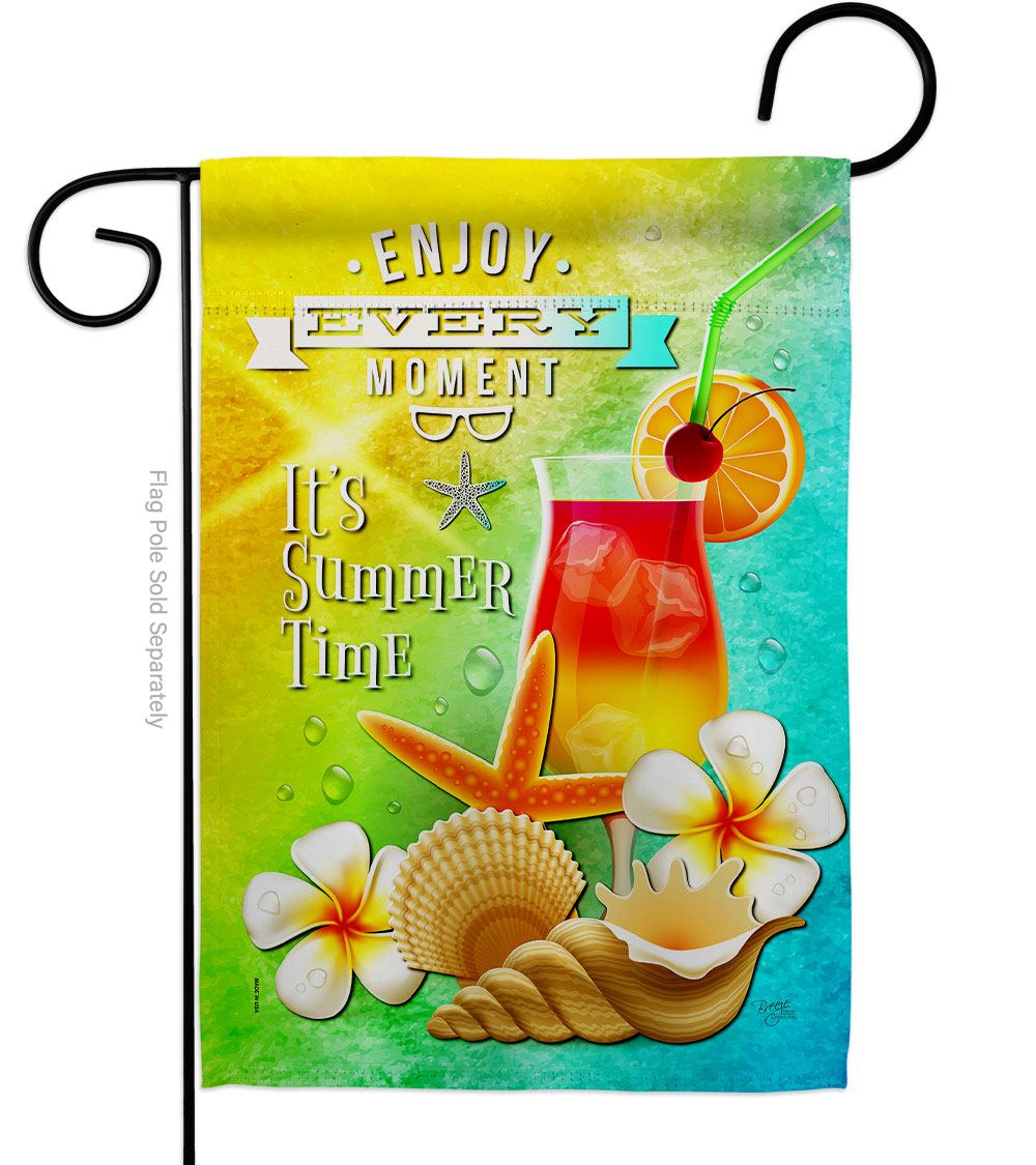 G156100-BO Shells Drinks Summertime Fun & Sun 13 x 18.5 in. Double-Sided Decorative Vertical Garden Flags for House Decoration Banner Yard Gift
