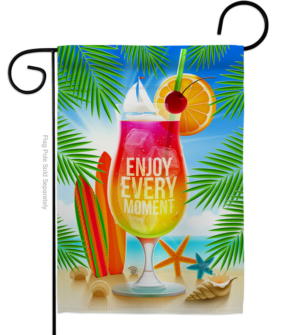 G156101-BO Enjoy Every Moment Summertime Fun & Sun 13 x 18.5 in. Double-Sided Decorative Vertical Garden Flags for House Decoration Banner Yard Gift