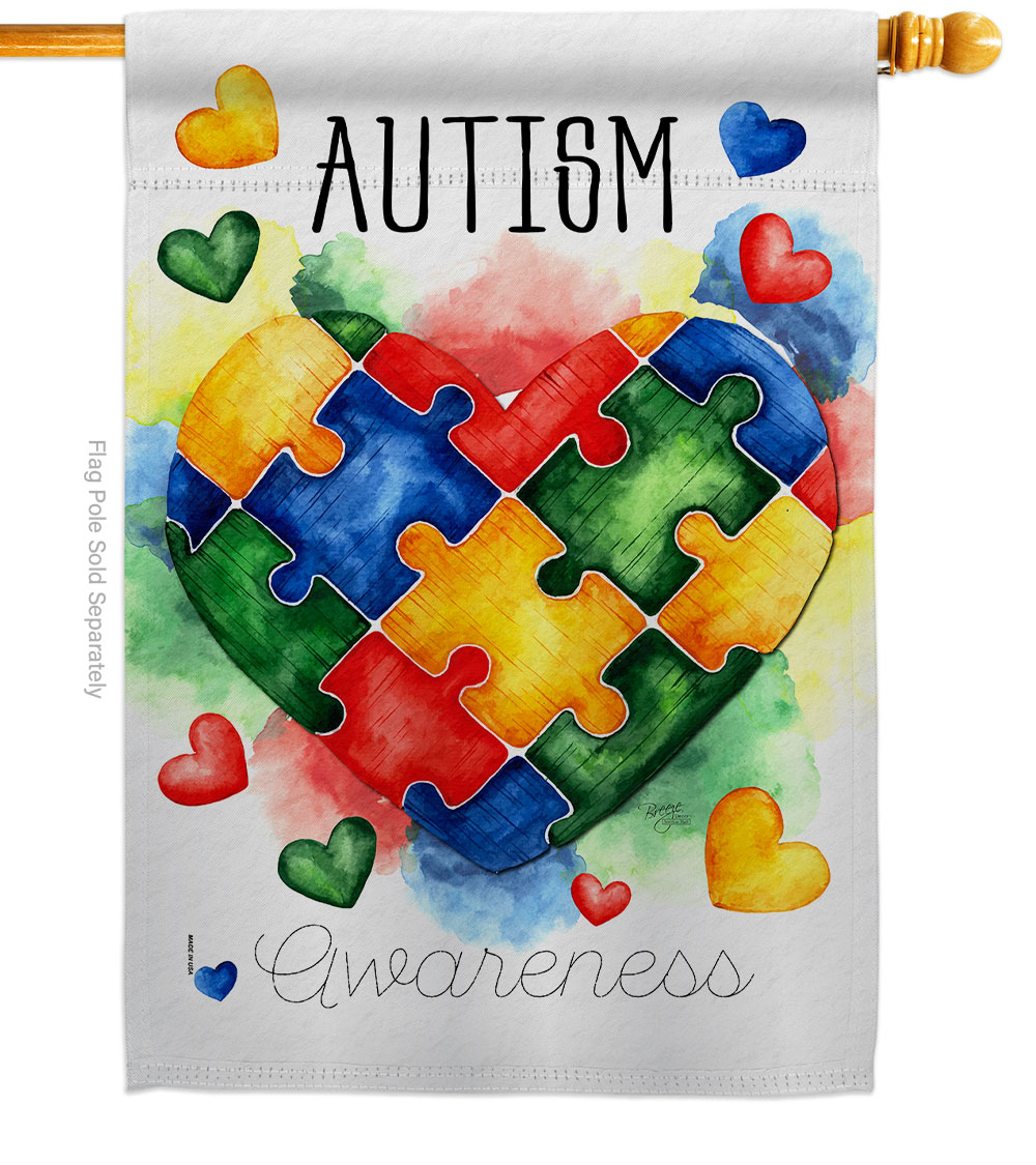 H115221-BO Support Autism Day Awareness 28 x 40 in. Double-Sided Decorative Vertical House Flags for Decoration Banner Garden Yard Gift
