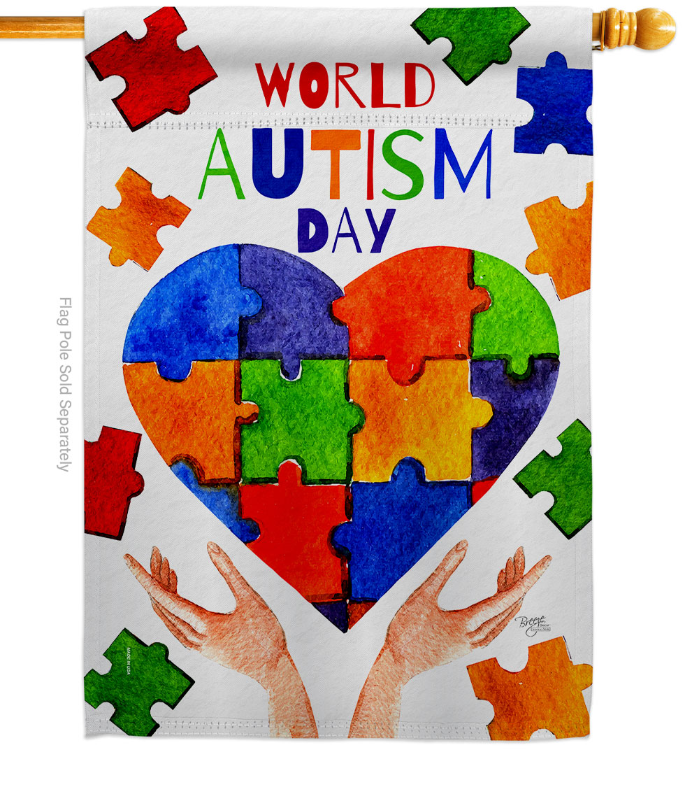 H115232-BO Autism Day Support Awareness 28 x 40 in. Double-Sided Decorative Vertical House Flags for Decoration Banner Garden Yard Gift