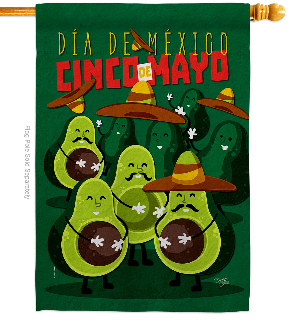 Avocado Fiesta Summertime Cinco de Mayo 28 x 40 in. Double-Sided Decorative Vertical House Flags for Decoration Banner Garden Yard Gift