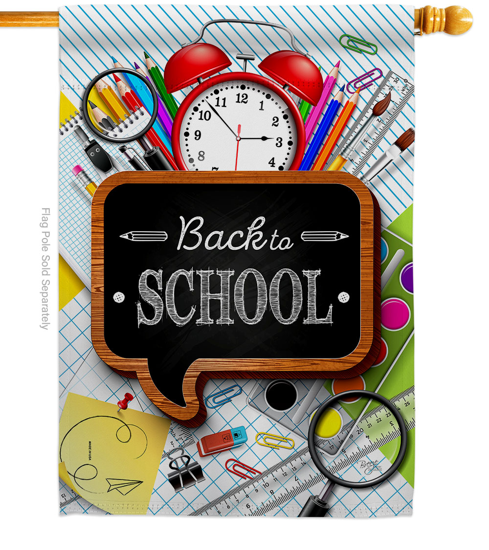 School Time Education Back to 28 x 40 in. Double-Sided Decorative Vertical House Flags for Decoration Banner Garden Yard Gift