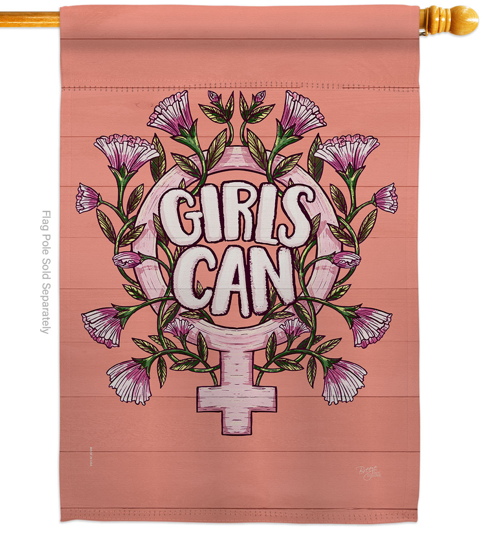 H115251-BO Girl Can Support Feminism 28 x 40 in. Double-Sided Decorative Vertical House Flags for Decoration Banner Garden Yard Gift
