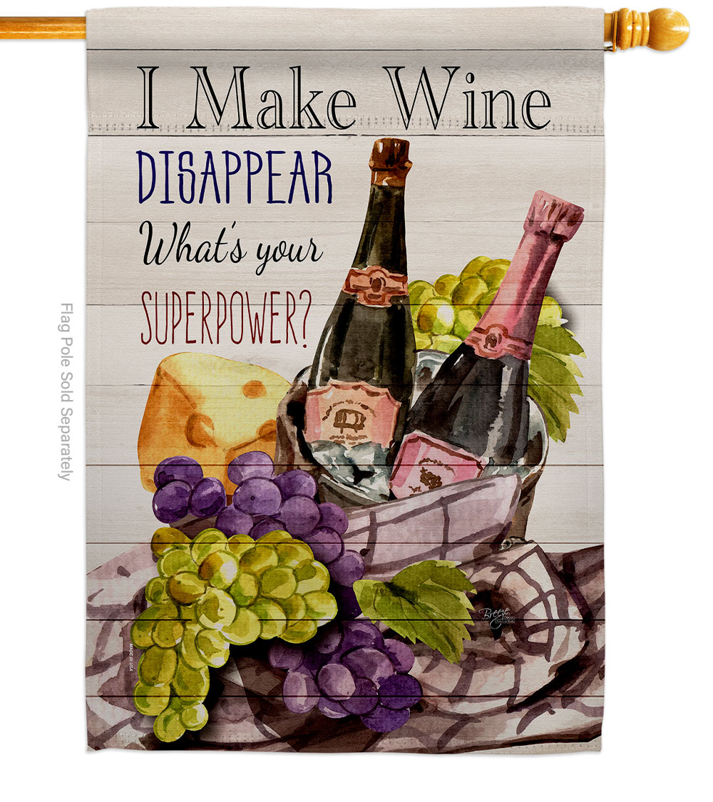 Wine Superpower Beverages 28 x 40 in. Double-Sided Decorative Vertical House Flags for Decoration Banner Garden Yard Gift