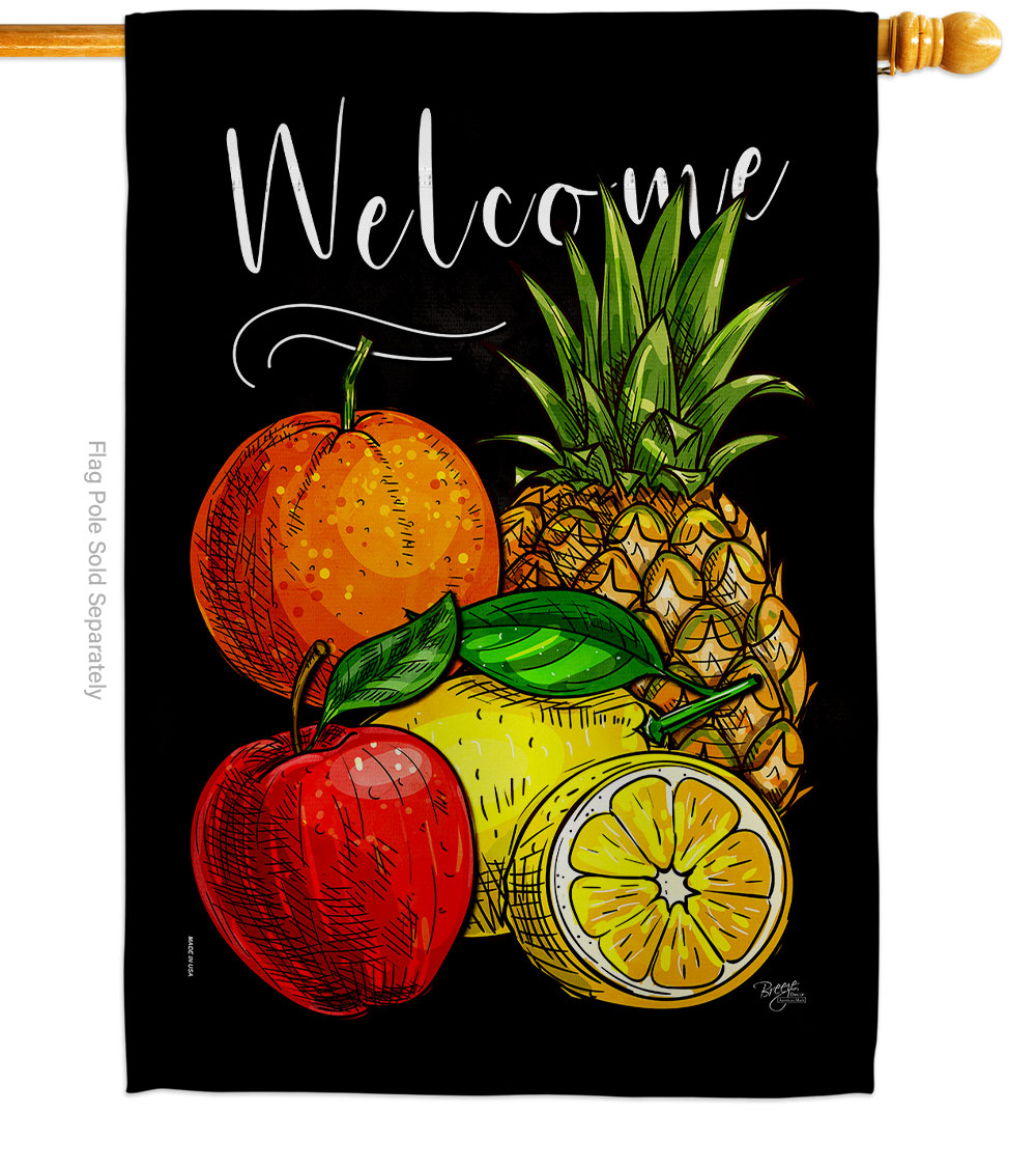 Fruit Party Food 28 x 40 in. Double-Sided Decorative Vertical House Flags for Decoration Banner Garden Yard Gift
